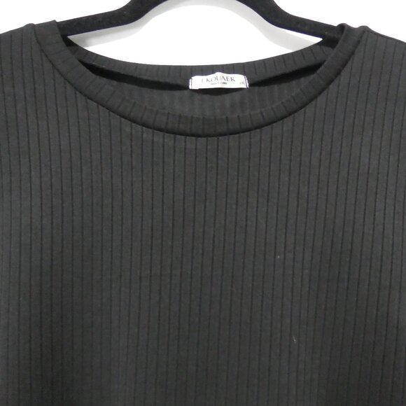 EKOUAER | XXL | Classic Black Relaxed Ribbed Short Sleeve Top - Picture 4 of 16